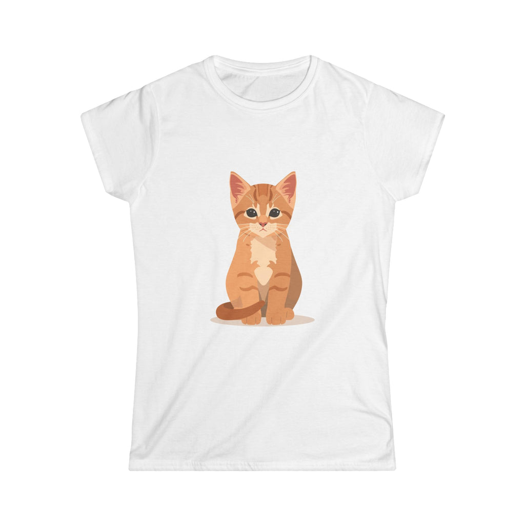 Cute Cat Graphic Women's Softstyle Tee, Cat Lover Shirt, Birthday Gift for Her, Pet Owner Apparel, Cute Animal Tee, Casual Cat Tee