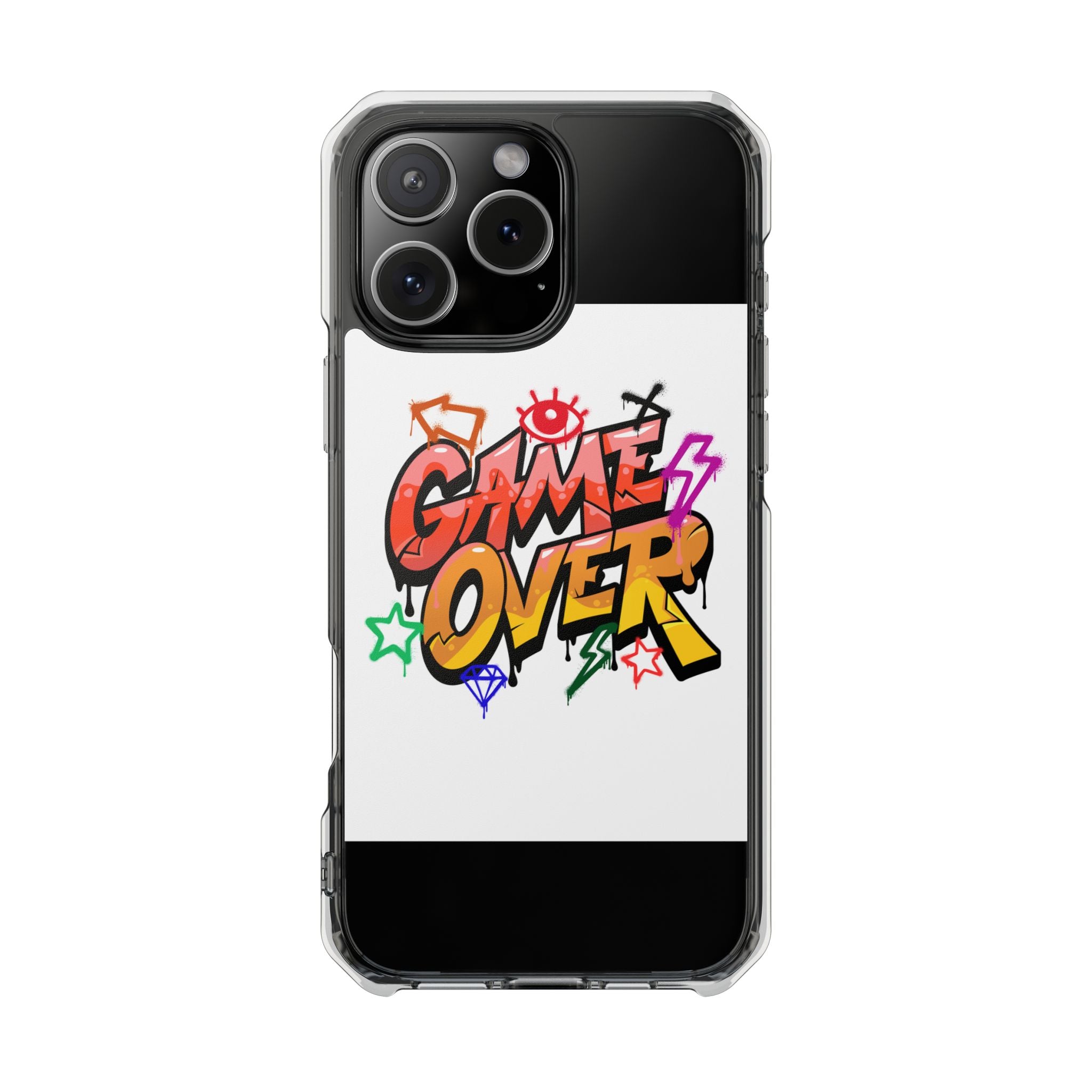 Colorful Game Over Magnetic Phone Case, Custom Impact Case, Fun Phone Accessory, Gifts for Gamers, Unique Phone Cover