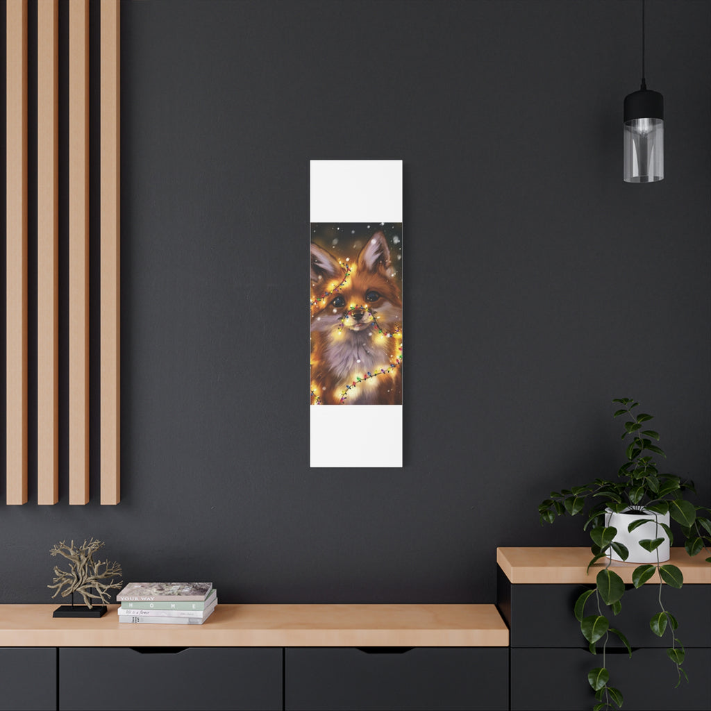Christmas Fox Canvas Print, Holiday Wall Art, Cute Animal Decor, Light-Up Fox Artwork, Perfect Gift for Pet Lovers