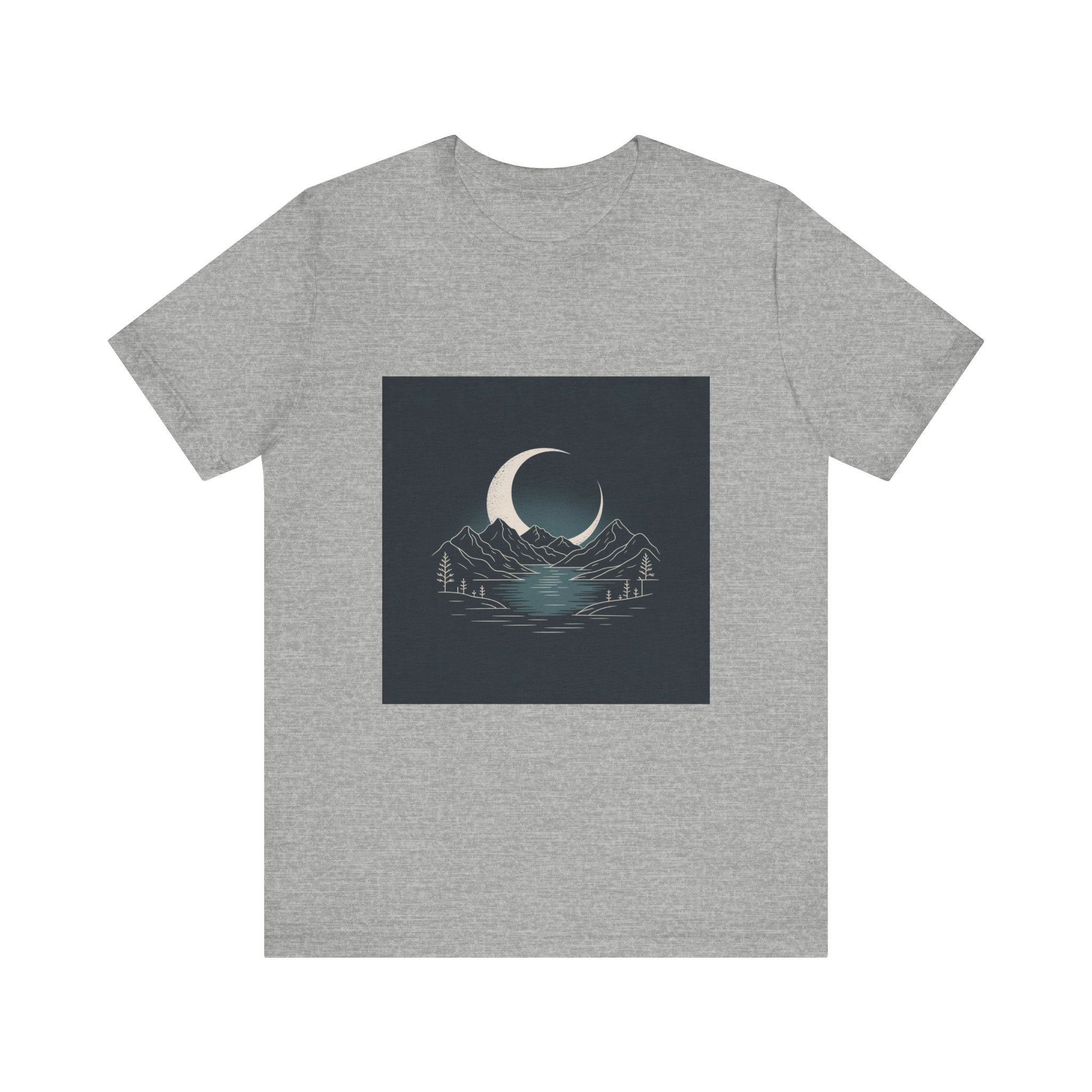 Moonlit Mountains Unisex Tee, Cozy Graphic T-Shirt, Casual Wear for Nature Lovers, Gift for Campers, Perfect for Outdoor Adventures