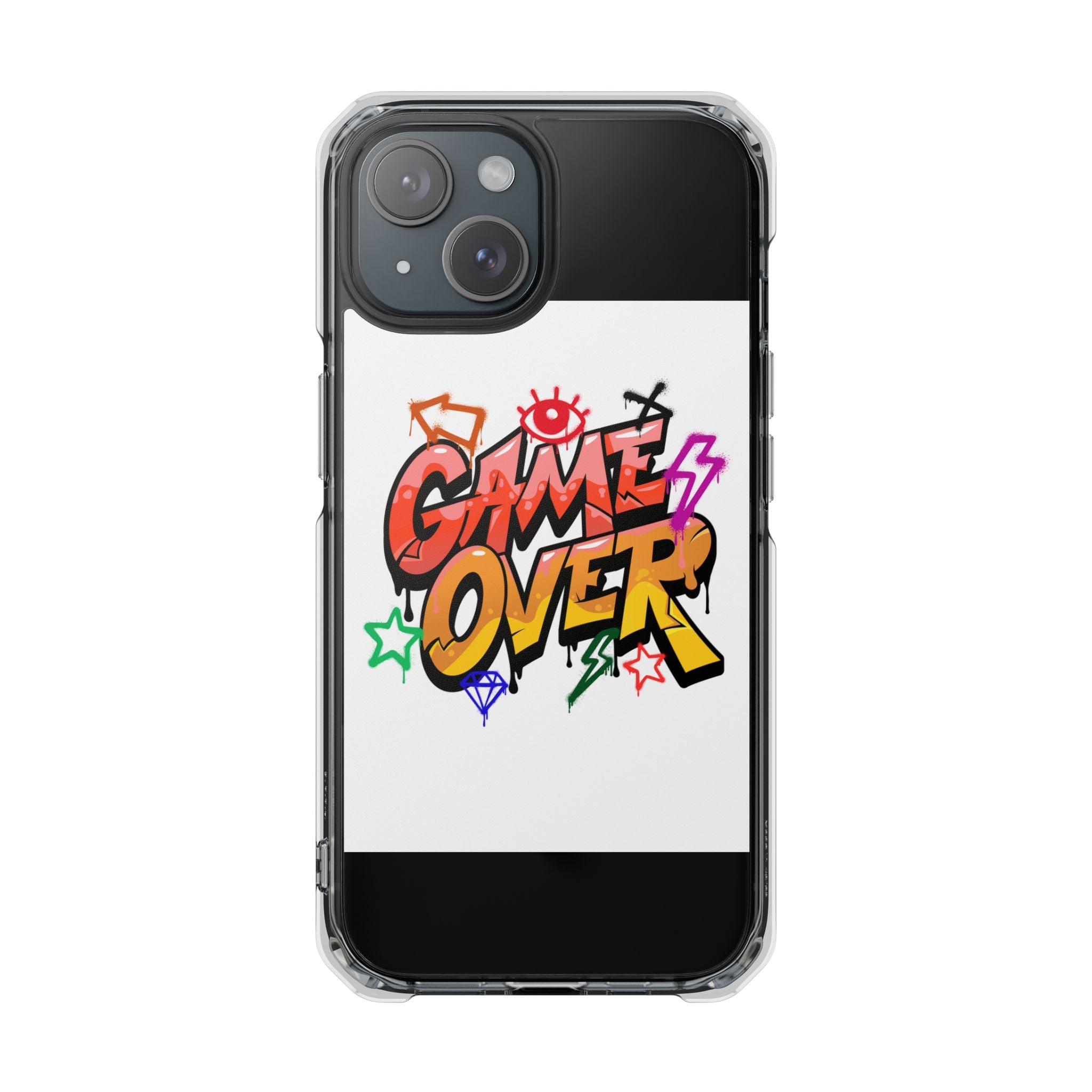Colorful Game Over Magnetic Phone Case, Custom Impact Case, Fun Phone Accessory, Gifts for Gamers, Unique Phone Cover