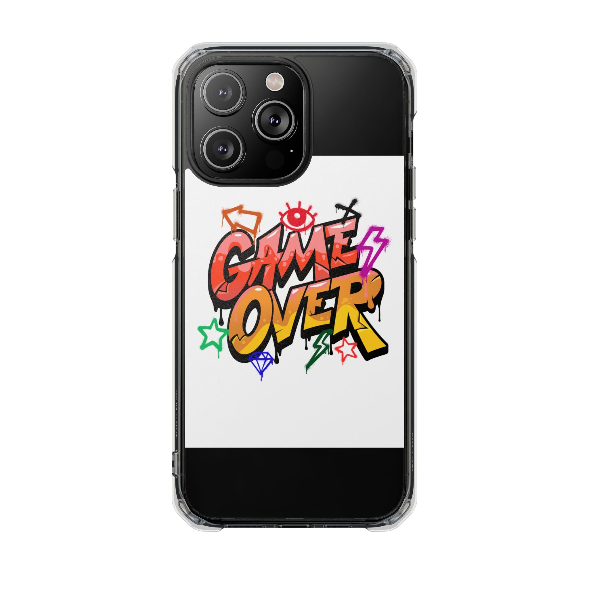Colorful Game Over Magnetic Phone Case, Custom Impact Case, Fun Phone Accessory, Gifts for Gamers, Unique Phone Cover