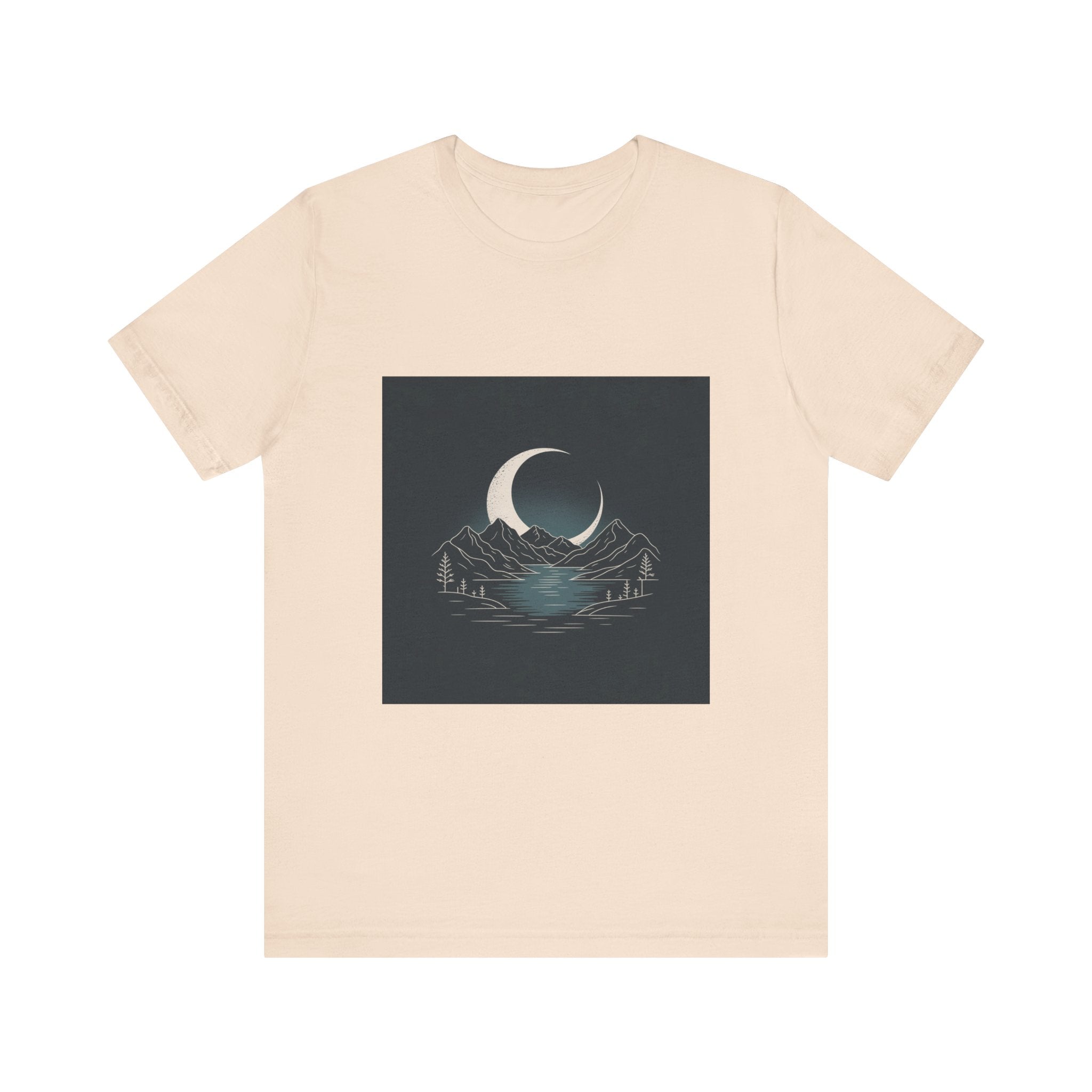 Moonlit Mountains Unisex Tee, Cozy Graphic T-Shirt, Casual Wear for Nature Lovers, Gift for Campers, Perfect for Outdoor Adventures