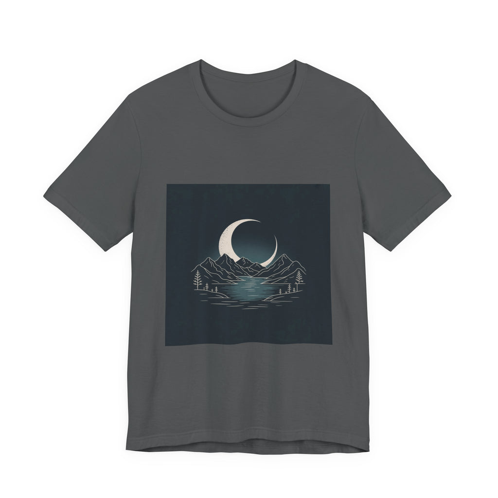 Moonlit Mountains Unisex Tee, Cozy Graphic T-Shirt, Casual Wear for Nature Lovers, Gift for Campers, Perfect for Outdoor Adventures