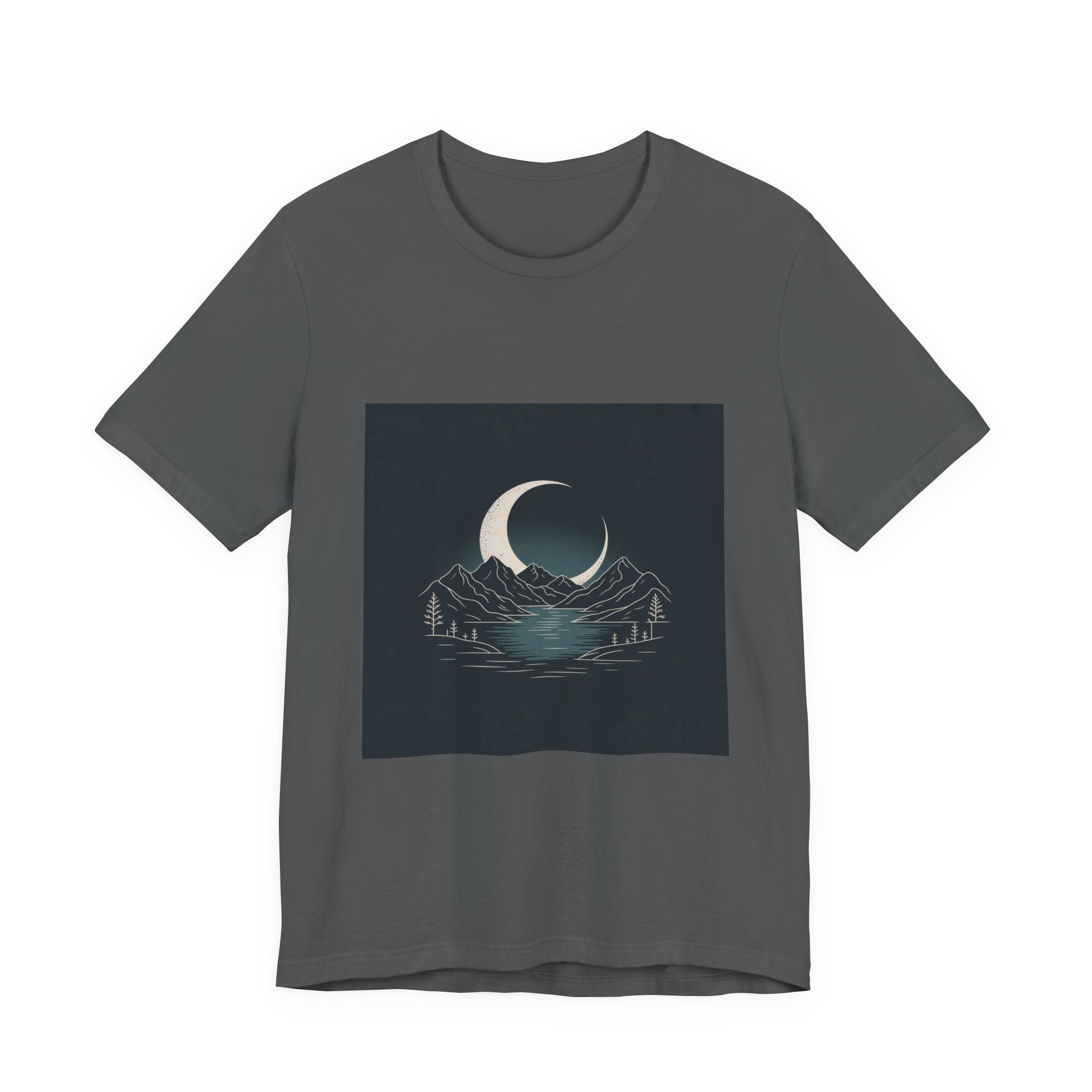 Moonlit Mountains Unisex Tee, Cozy Graphic T-Shirt, Casual Wear for Nature Lovers, Gift for Campers, Perfect for Outdoor Adventures